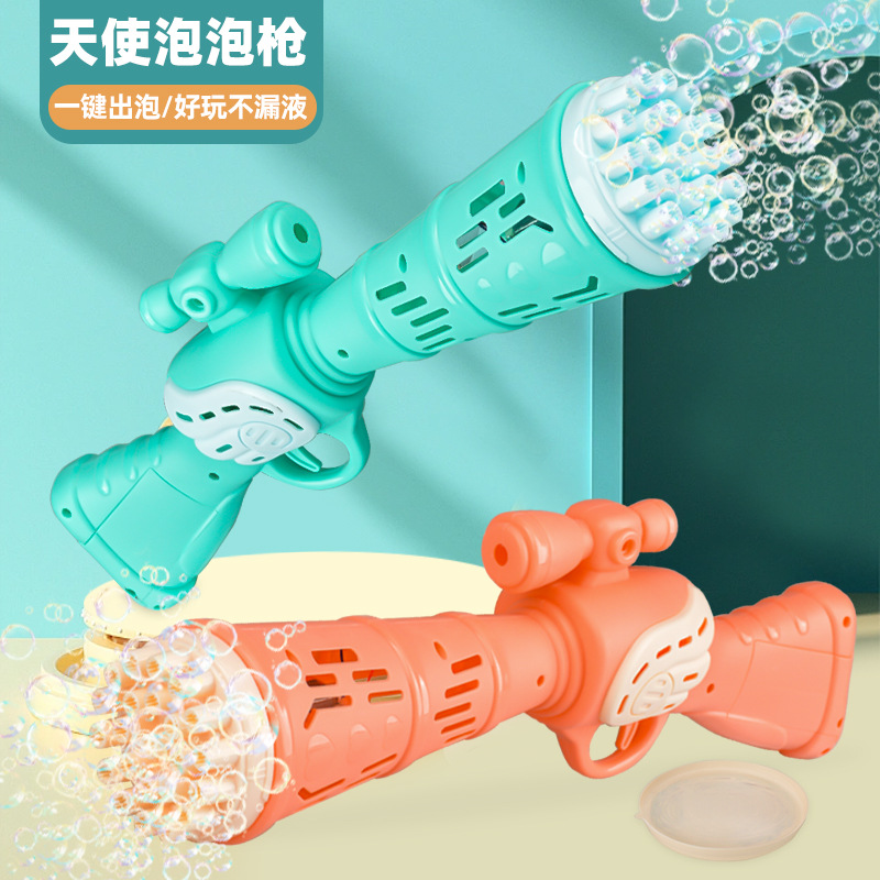 Children's electric Gatling bubble gun 23-hole one-button automatic bubble machine square stall toys wholesale cross-border