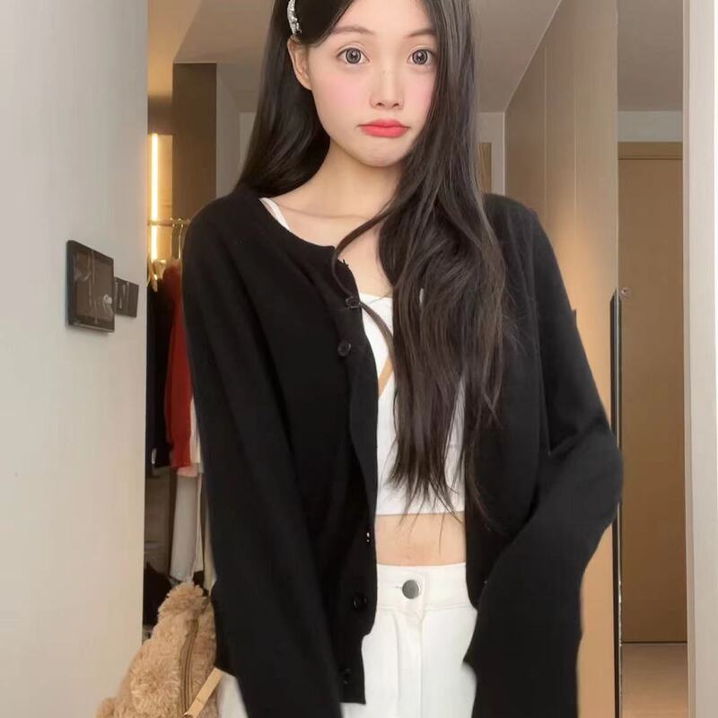 春季2025年新款宽松显瘦薄款长袖针织开衫韩版休闲毛衣外套女上衣|undefined