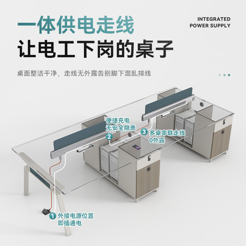 スタッフデスク 4人用スタッフデスク オフィス家具 シンプルモダン 4人用コンピューターデスクと椅子の組み合わせ|undefined