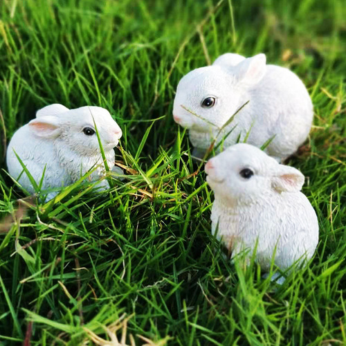 Outdoor simulated animal cute white rabbit ornament white rabbit figure decoration garden micro landscape decoration item