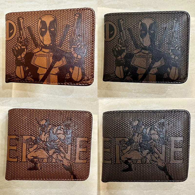 Anime Deadpool Wolverine Embossed Wallet Superhero Series Embossed Coin Purse Men's and Women's Leather Wallet