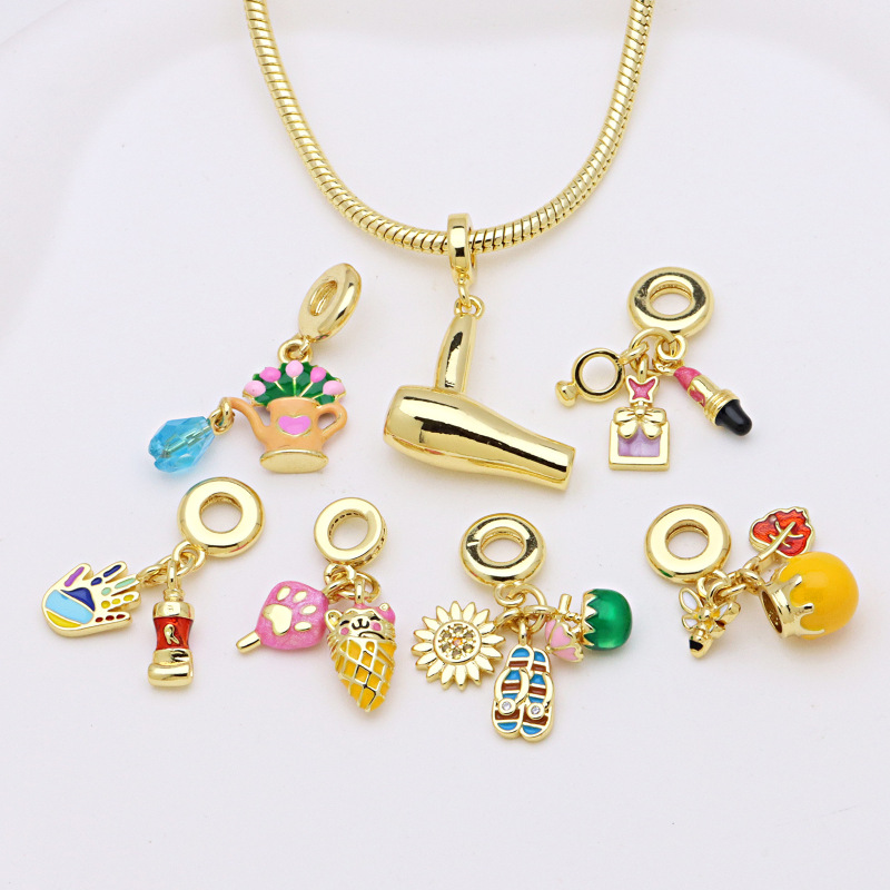 Amazon Cross-Border New Product Hair Dryer Flip-Flops Teapot Cosmetics Oil Dripping Color Pandora Bracelet Snake Chain Amazon Cross-Border New Product Hair Dryer Flip-Flops Teapot Cosmetics Oil Dripping Color Pandora Bracelet Snake Chain