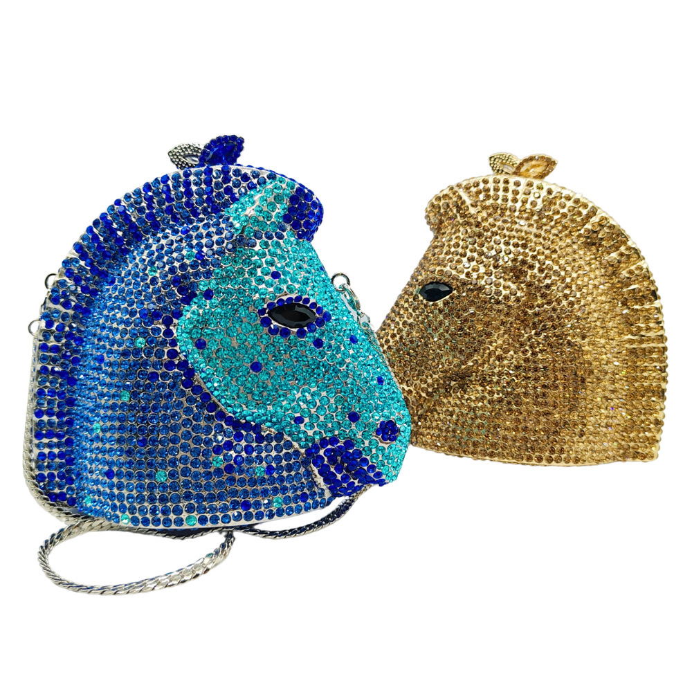 HorseZebrastonebag suministro transfronterizo cebra diamantes bolsa de cena animal lleno de diamantes bolsa de mano de lujo ligero