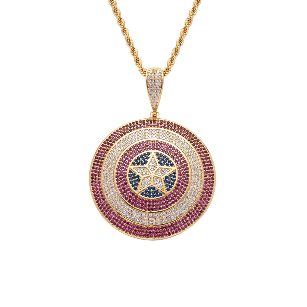 Marvel Captain America Necklace Metal Zircon Gold