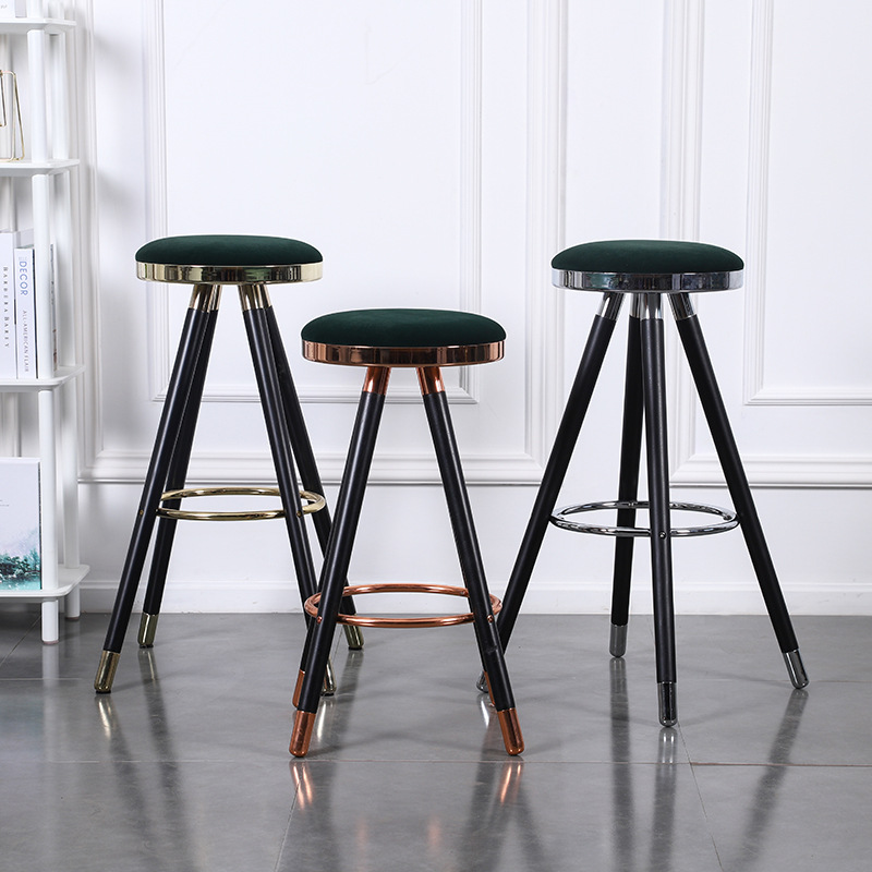 Bar chairs modern Nordic tall stool cafe hotel luxury high chair simple home bar chair round stool