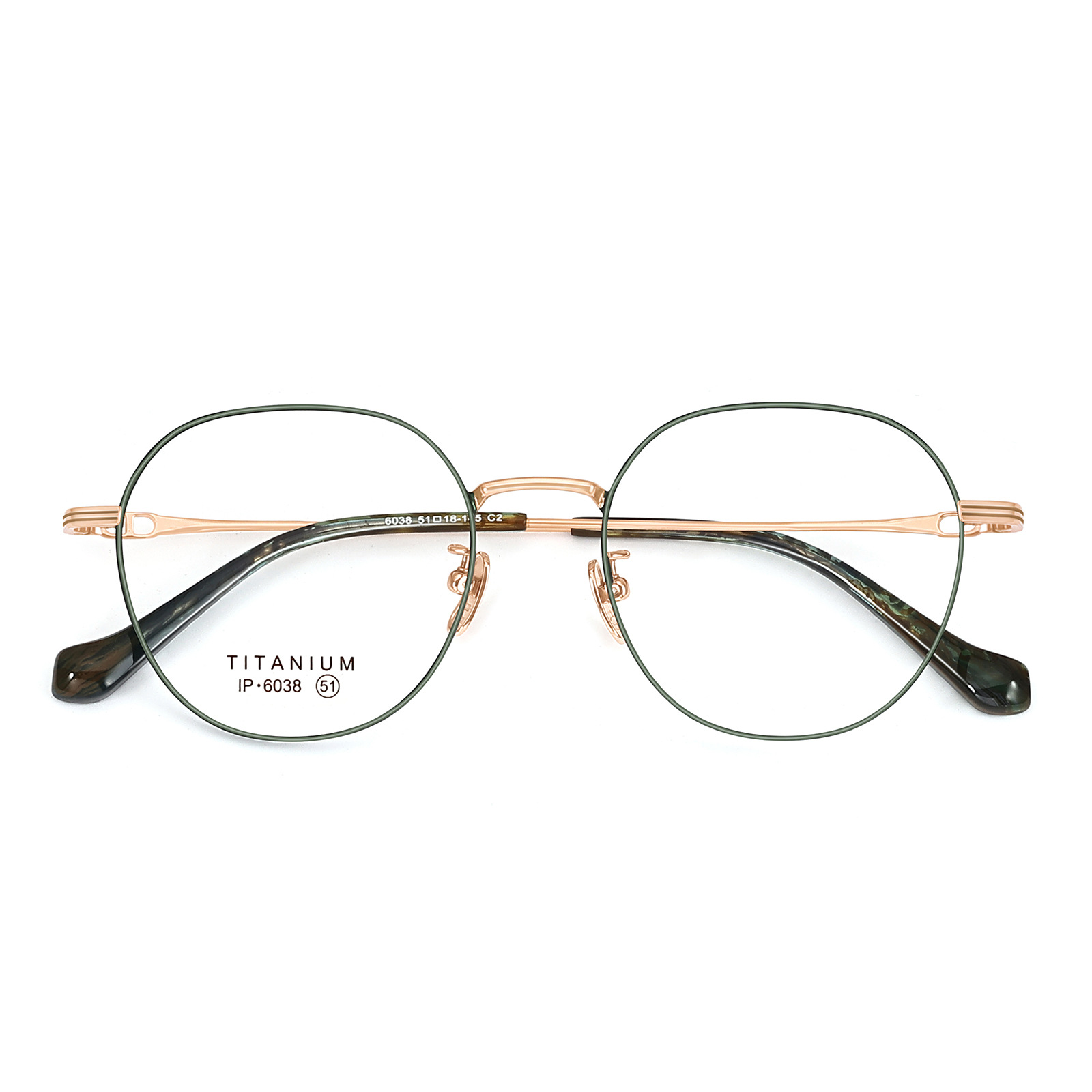 Shenzhen de alta calidad de titanio puro retro gafas Marco de moda de dos colores diseño miopía ambliopía gafas unisex