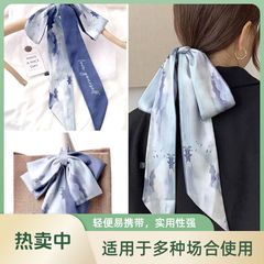 超长发带丝带绑发印花长款法式丝巾法式油画复古风扎头编发长飘带