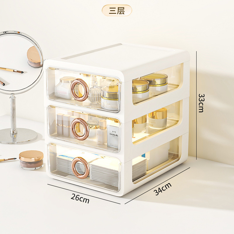 Caja de almacenamiento de cosméticos a prueba de polvo de escritorio transparente tocador de gran capacidad de cuidado de la piel de alto grado de almacenamiento rack de acrílico caja