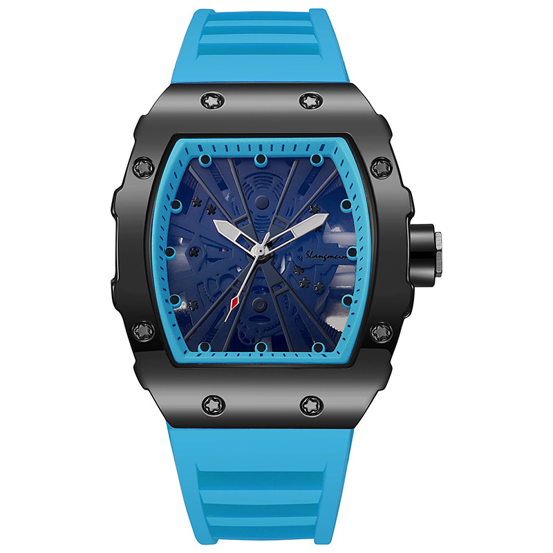 Shangmei marca nueva tendencia de moda dominante de alto valor estrella de cinco puntas luminosa reloj de hombre en forma de barril de negocios