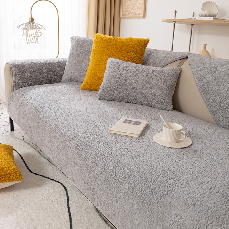 Cross-Border Lamb Wool Thickened Non-Slip Plush Seat Cushion Winter Nordic Sofa Cover Wholesale_voghion.com