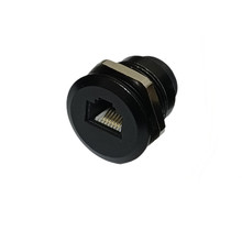 RJ12 6P6C 电话插座 黑色圆形直式对接 前后双头 D型数据连接器
