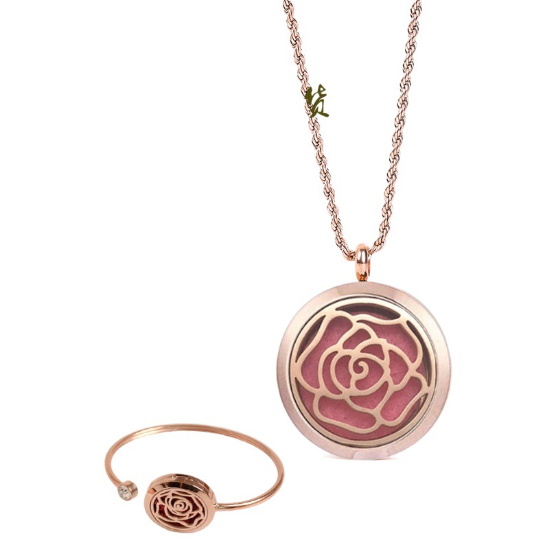 Stainless Steel Perfume Dotteri Rose Gold Pendant Titanium Steel Aromatherapy Essential Oil Opening Bracelet Hose Bracelet Factory