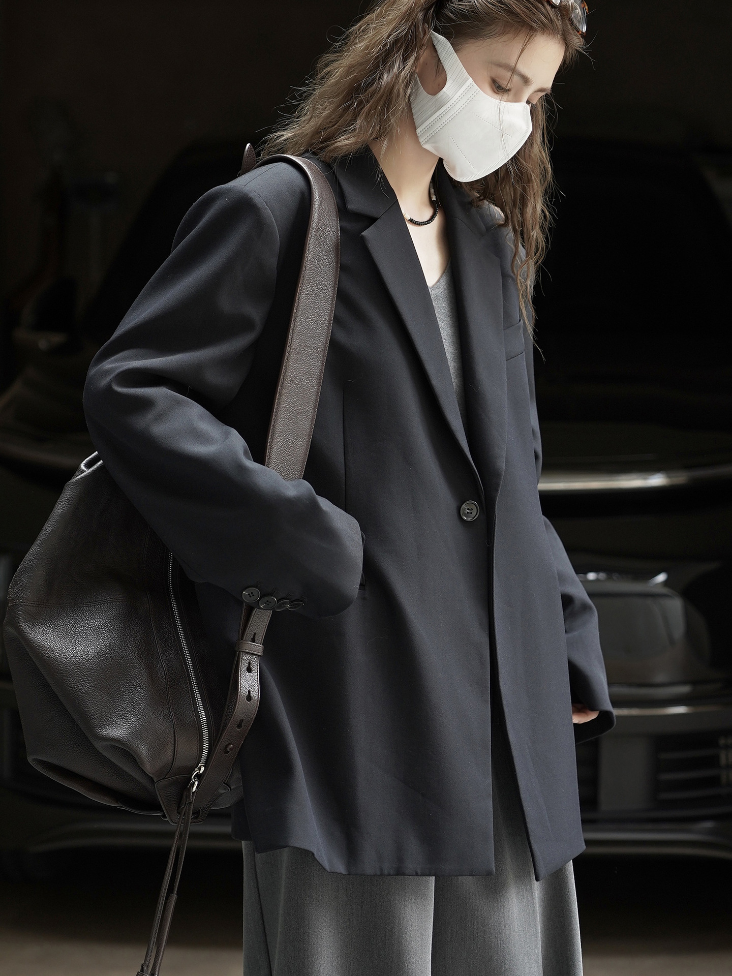 Xuman's New Winter Korean-style Fashionable Design Jacket With Diagonal Placket Back Slit, Loose Fit, Elegant And_ecoleips.com