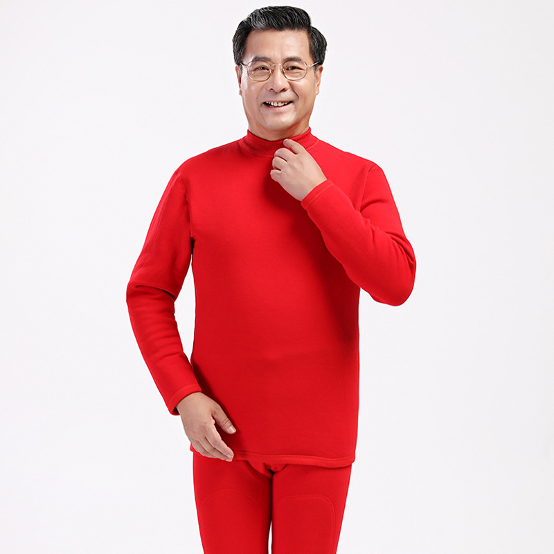 Ropa interior térmica de mediana edad y edad avanzada gruesa a prueba de invierno forrada de lana engrosada de la madre más tamaño ropa de otoño traje de pantalones largos