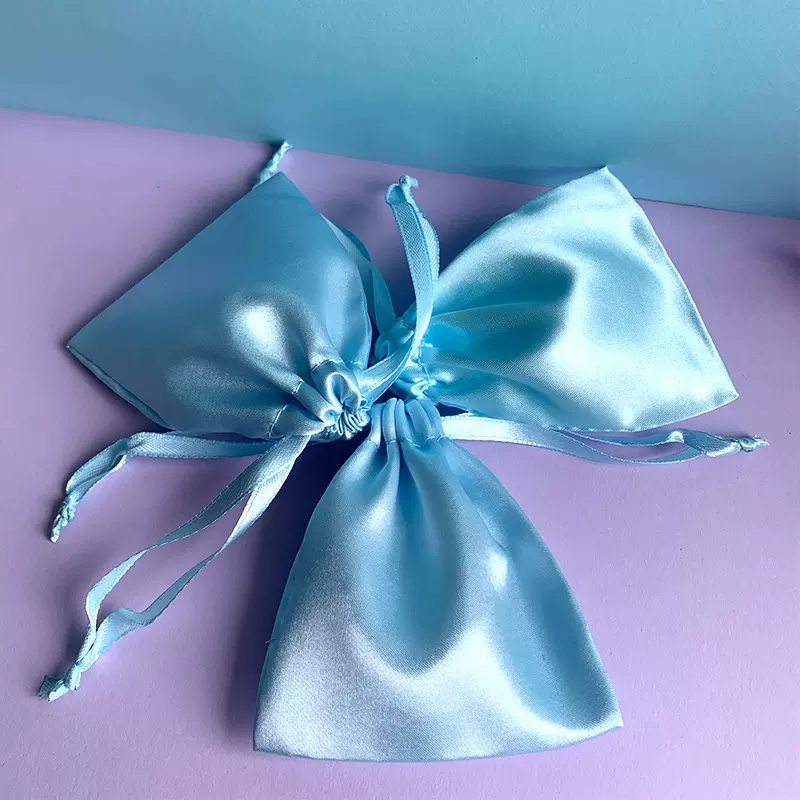 色丁布束口袋小手袋抽绳眼罩收纳袋丝绸袋饰品化妆品色丁袋包装袋