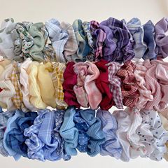 JK fruit-style large intestine hair tie French waffle fabric BM head rope Korean simple and gentle hair rope hair accessories for women