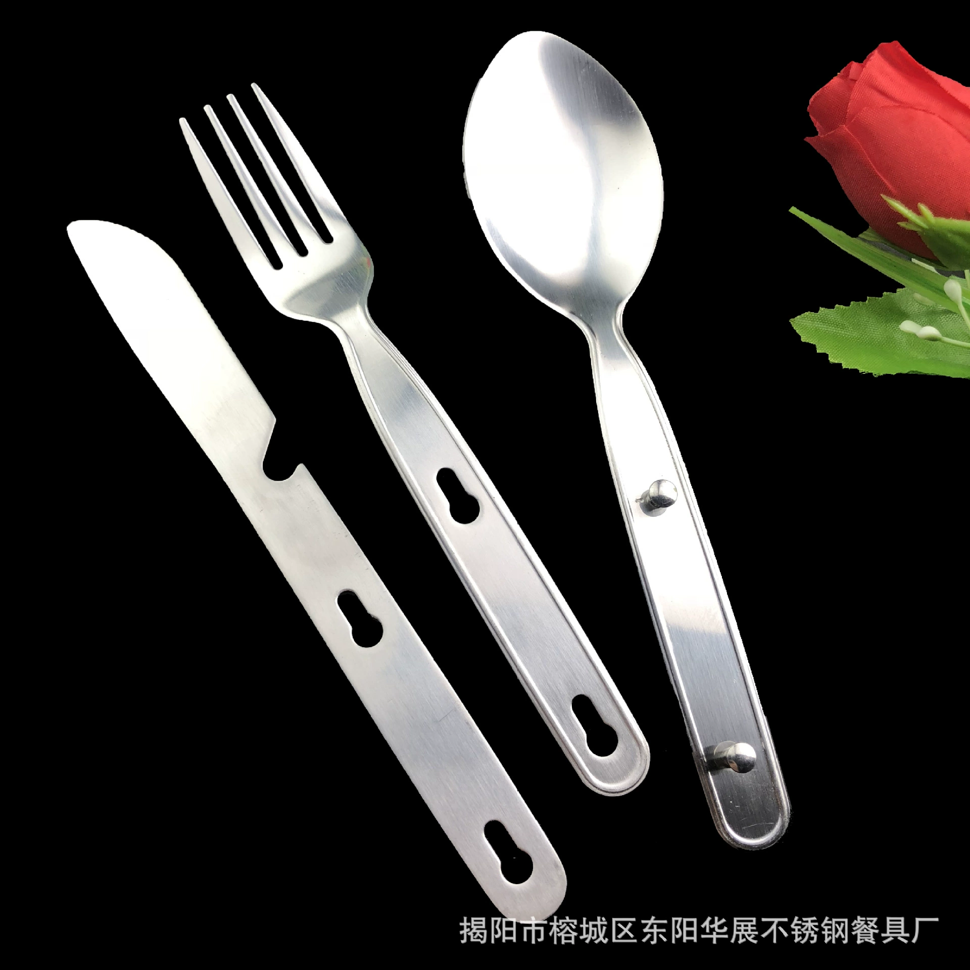 Tableware stainless steel for camping, wholesale, three in one