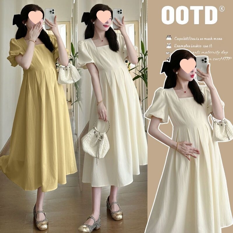 Maternity Wear Summer New Style Dress French Style Summer Short-Sleeved Loose Maternity Dress for Women Summer