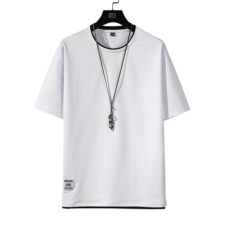 Short sleeved T-shirt for men and two summer trendy T-shirts with loose round neck casual short sleeves_voghion.com