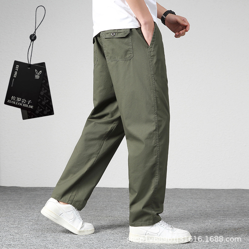 Pantalones casuales de los hombres de Zoruan pantalones de los hombres de primavera pantalones sueltos rectos de mediana edad pantalones elásticos de algodón Pantalones