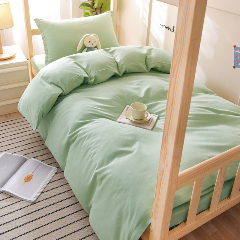 Juego de algodón cepillado de tres piezas Juego de algodón de cuatro piezas Ropa de cama para dormitorio de estudiantes 0.9m Ropa de cama individual Ropa de cama Funda de edredón
