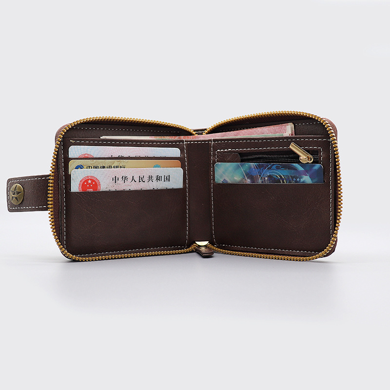 Bolso de tarjetas de hombre de alta calidad, gran capacidad multifuncional, porta tarjetas de tarjetas, cartera corta retro, bolsa de cambio de tarjetas