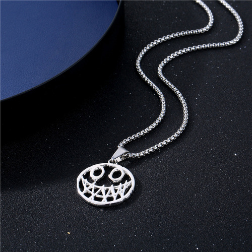 Fashion Cross-Border Titanium Steel Demon Necklace Demon Smile Alloy Pendant Elegant Couple's Simple Cartoon Pendant