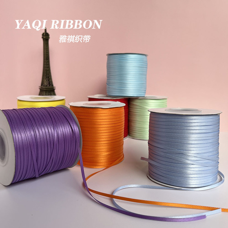 0.3cm Double-Sided Polyester Ribbon 450m Black High-Quality Ribbon Encrypted Satin Ribbon Hair Accessories Ribbon Bow Webbing