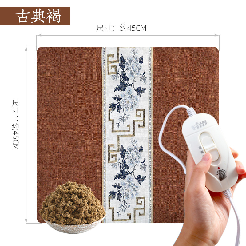 브라운 린넨 뜸 쿠션