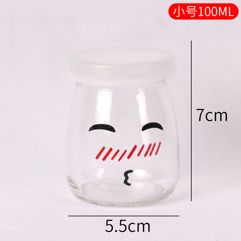 Vaso para pudín con tapa, botella de vidrio para pudín, tarro de miel, gelatina, vaso para mousse de leche de doble capa, vaso para yogur, patrones creativos al por mayor