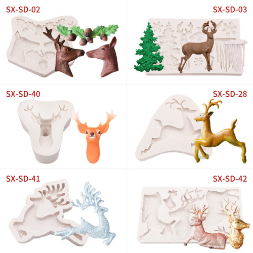 Sanxin Elk Fondant Silicone Christmas Cake Mold Chocolate Decoration Mold DIY Baking Tools