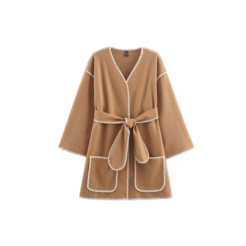 European and American Cross-Border Foreign Trade Wholesale Autumn and Winter New Retro Fashion Casual Versatile Shell Craft Belt Woolen Jacket European and American Cross-Border Foreign Trade Wholesale Autumn and Winter New Retro Fashion Casual Versatile Shell Craft Belt Woolen Jacket