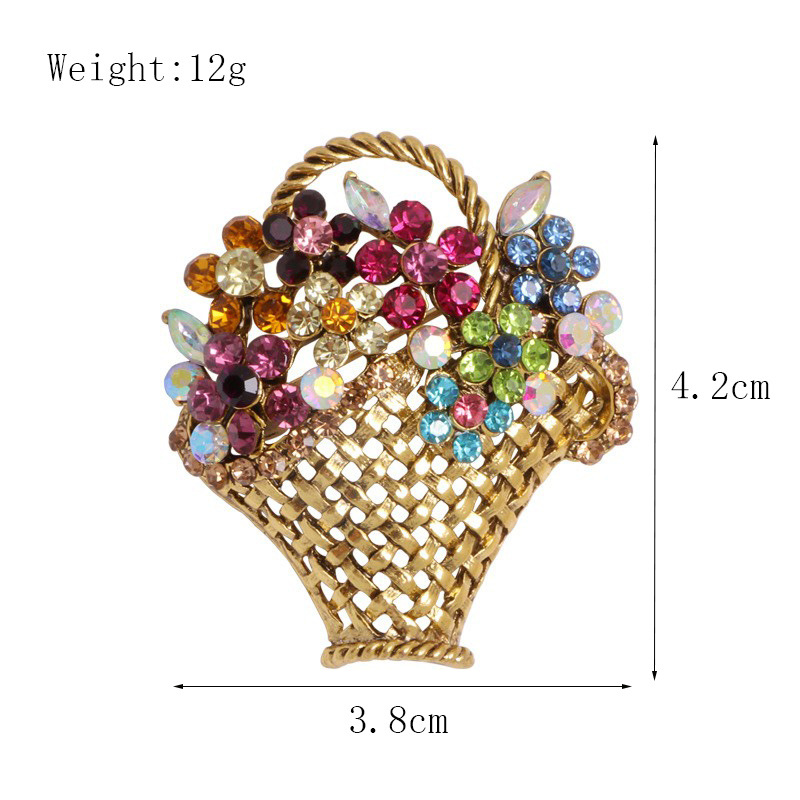 Korean cute creative pastoral style flower basket brooch women's suit fashion accessories corsage coat coat decoration pin_voghion.com