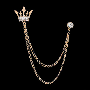 European and American High-end Small Crown Men's Suit Brooch Simple Tassel All-match Suit Jacket Corsage Collar Pin Accessories