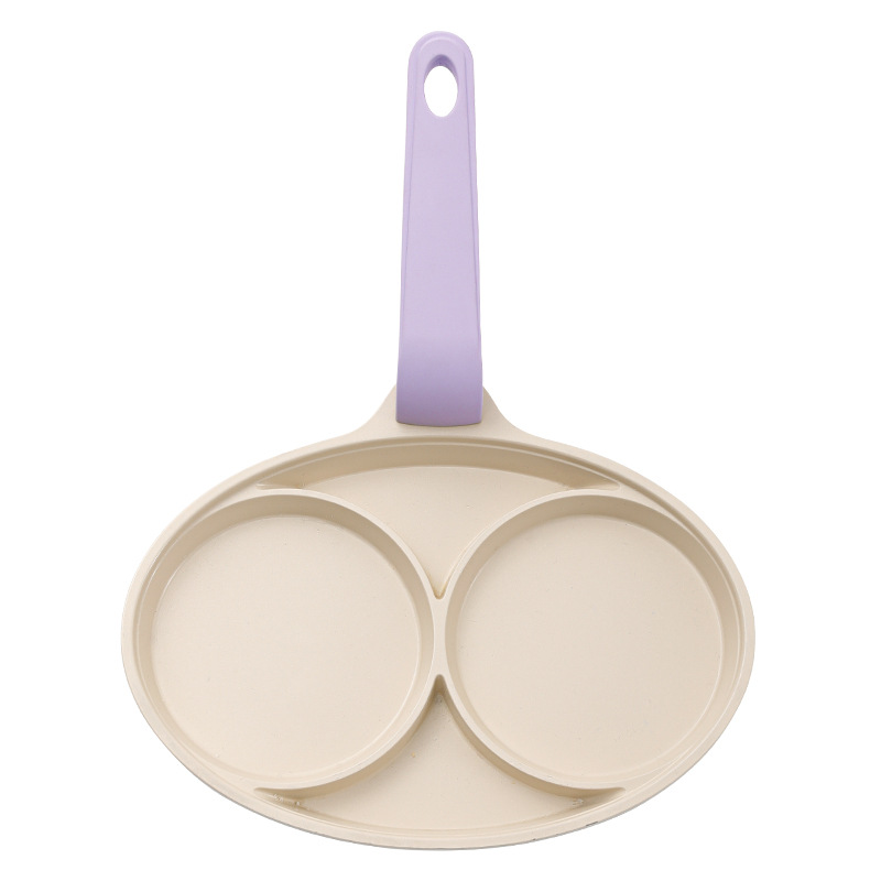 Máquina de freír huevos coreano mini doble agujero hogar desayuno olla maifan piedra gruesa blanca antiadherente hamburguesa plana huevo sartén