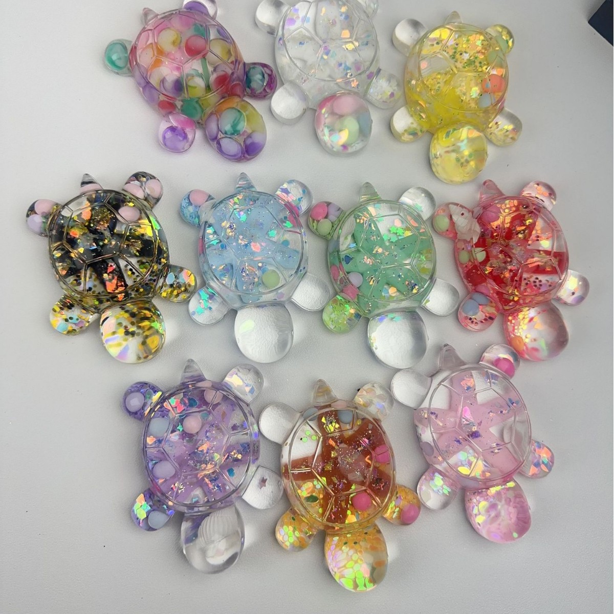 오일이 가득 찬 큰 거북이 유사거북이 깜박이는 거북이 중대형 두인 매치 귀여운 거북이 작은 장식품 블라인드 박스