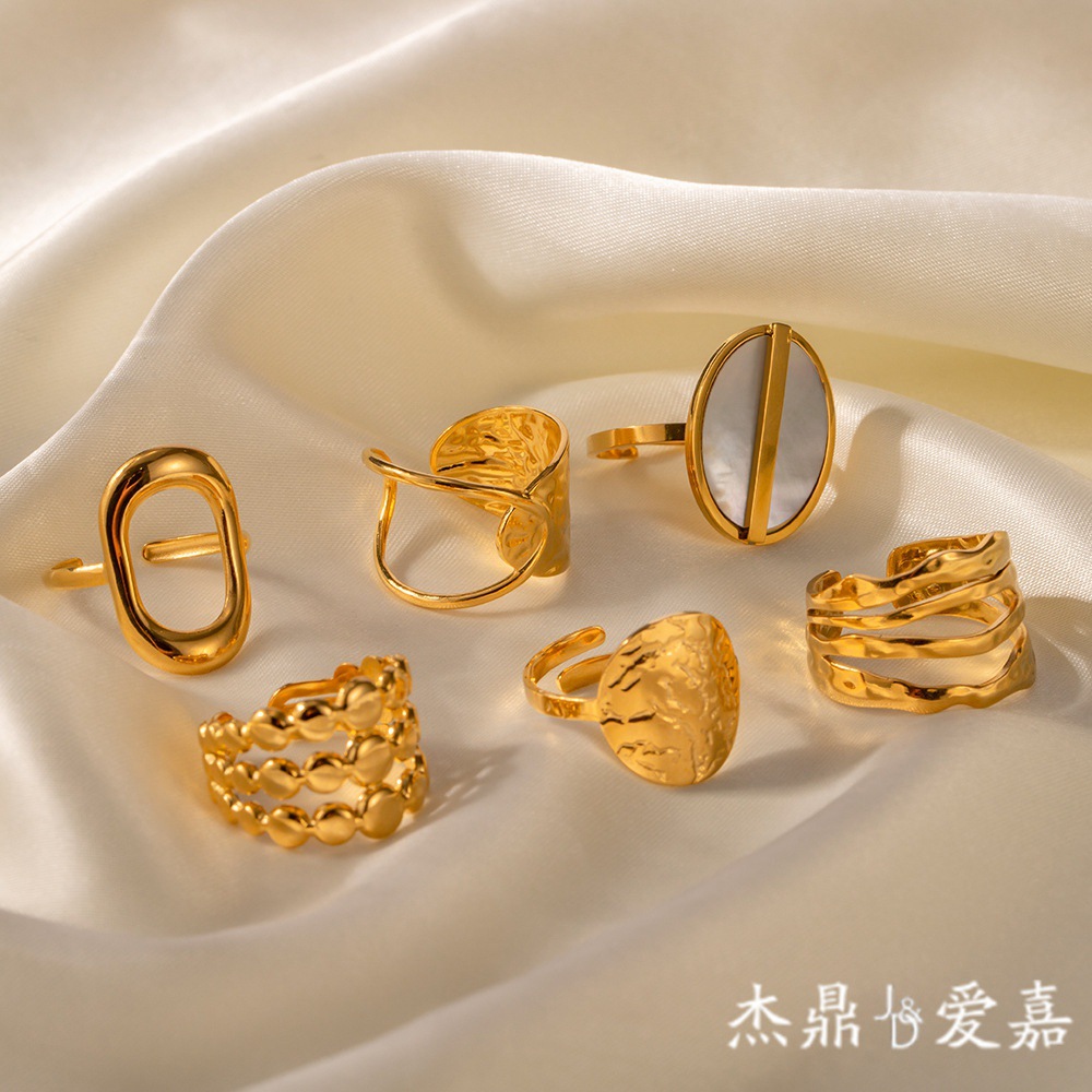 French Retro Designer Internet Celebrity European and American Temperament Niche Irregular Trend No Falling Titanium Steel Open Ring for Women