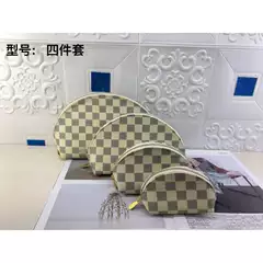 2023 New European and American Fashion All-match Chessboard Makeup Newspaper Four-piece Foreign Trade Bag Simple Storage Bag