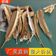 新品金色羽毛喷漆羽毛DIY天使翅膀服装饰品羽毛笔场景装饰材料