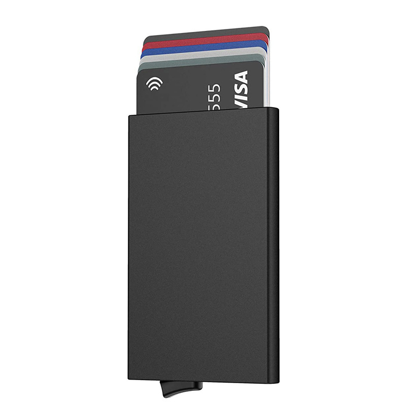 Tarjetero RFID de aluminio antirrobo para hombres, diseño minimalista de alta calidad