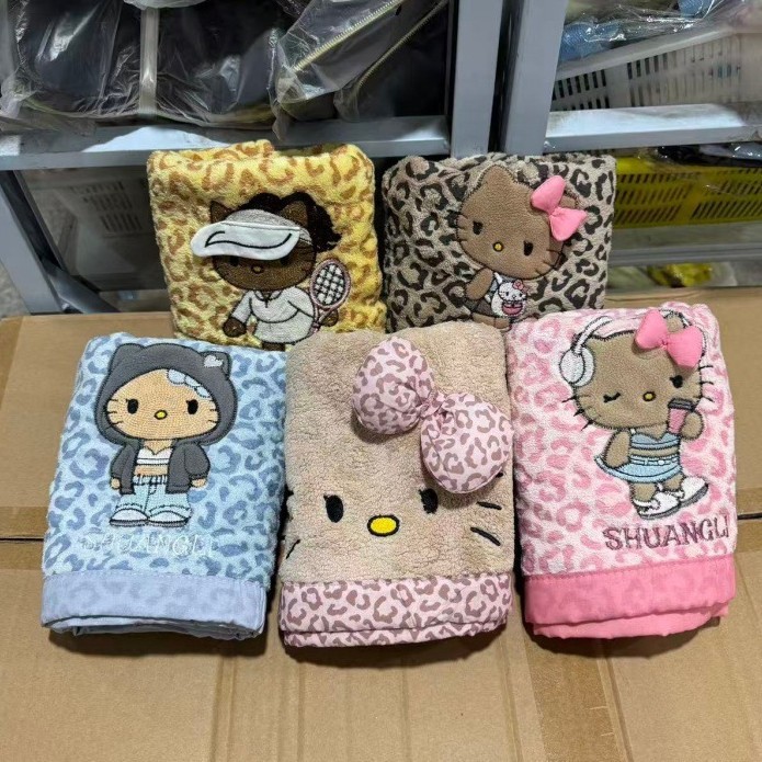 In-Stock Leopard Print Cat Towel, Thickened and Quick-Drying, Household Face Towel, High-Value Children's Hand Towel, Face Towel, Dropshipping Available