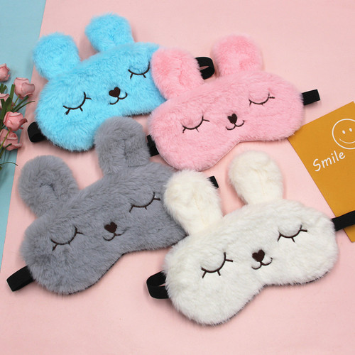 Cross-border cute plush squinting rabbit eye mask cartoon light-blocking sleep eye mask eye mask hot and cold compress rabbit light-blocking