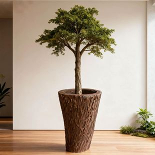 Factory Sales Solid Wood Quiet Wind Green Plant Floor Flower Pot Container Hotel Villa Homestay Sales Office Decorative Ornaments