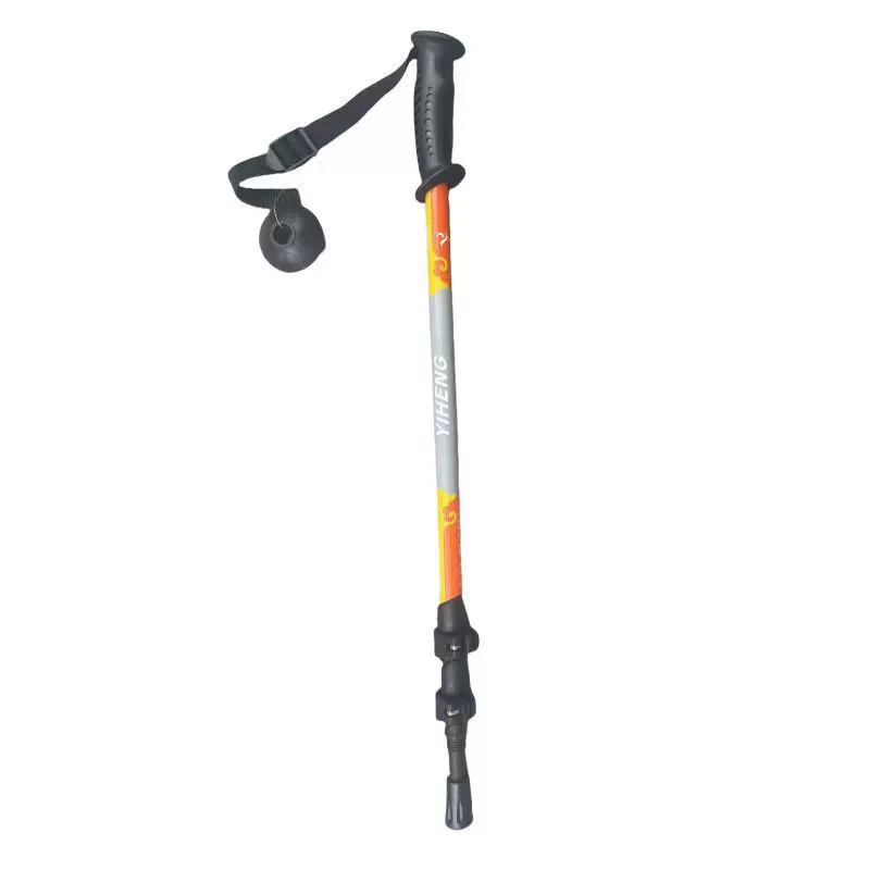 Painted three-section straight handle 7075 aluminum alloy inner lock outer lock trekking stick