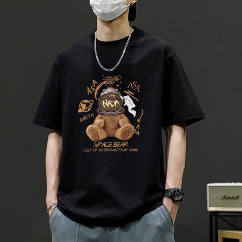American retro trend high street port style five-cent short-sleeved T-shirt men's 2025 summer ins fashion brand loose all-matching half-sleeves