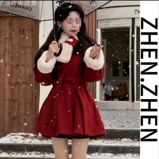 Ys8 Marshmallow Red Slimming Look Winter French Style Korean Style Sweet Little Warm Fleece-Lined Windbreaker Jacket