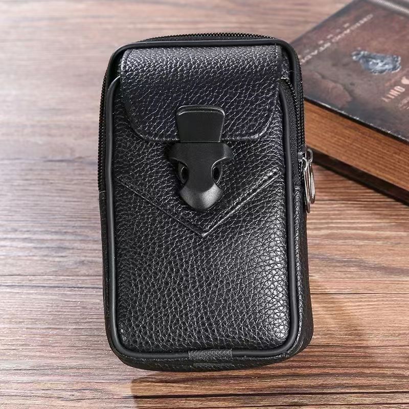 PU leather men's belt mobile phone bag waist bag two-layer men's middle-aged and elderly work coin purse factory wholesale