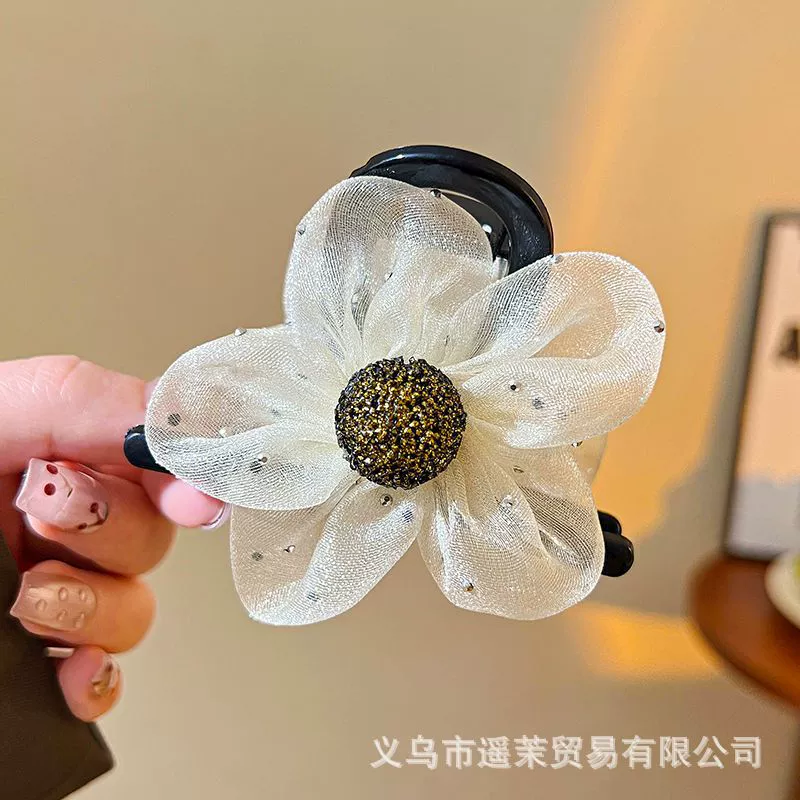 Атмосферная заколка для волос для фотосессий, крабовая заколка, модная hair accessory, с цветами