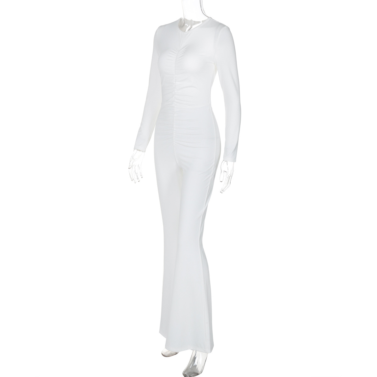 Women Clothing Autumn Solid Color Long Sleeve Sexy Backless Slim Fit Bodysuit Women