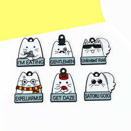 跨境可爱猫咪白猫小猫diy合金配件动漫周边钥匙扣项链挂件吊坠